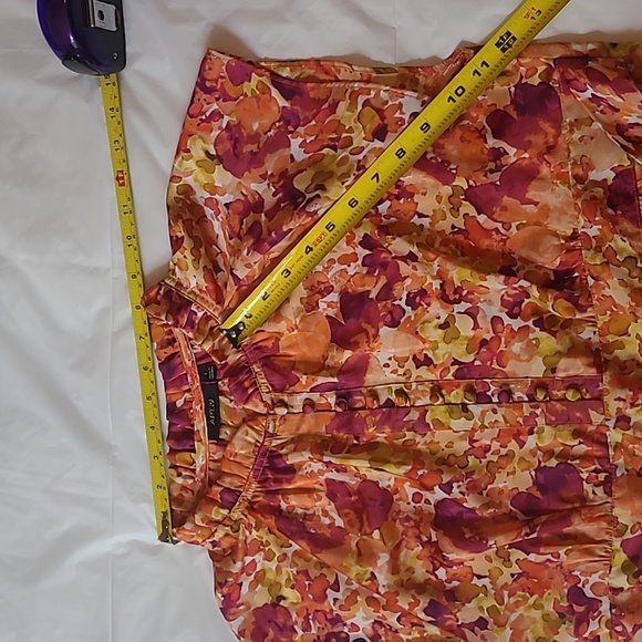 [EUC] Apt. 9 Blouse, Autumn Watercolors - Silky, Beautiful Top w/ Ruffles -Large - Picture 11 of 16